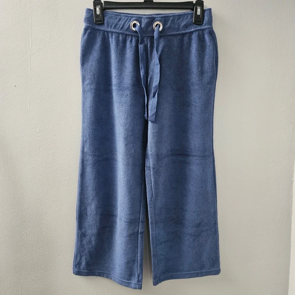 Womens Y2K Capri Pants Wide Leg Drawstring XS Sport Lounge Athleisure - Picture 1 of 6